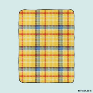 Yellow Blue Tartan Pattern Checkered Fleece Blanket 1