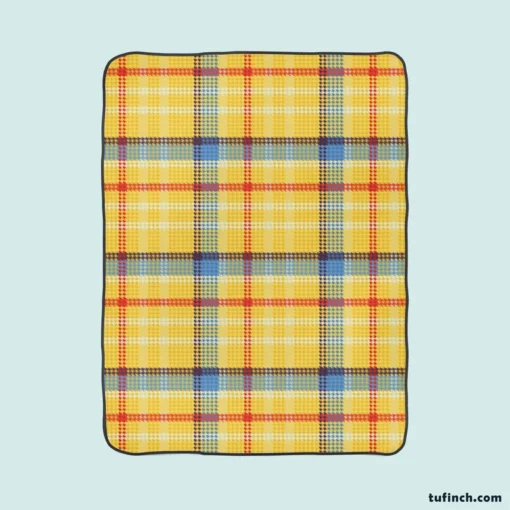 Yellow Blue Tartan Pattern Checkered Fleece Blanket 1