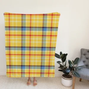 Yellow Blue Tartan Pattern Checkered Fleece Blanket