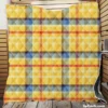 Yellow Blue Tartan Pattern Checkered Quilt Blanket