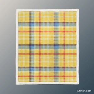 Yellow Blue Tartan Pattern Checkered Sherpa Fleece Blanket 1