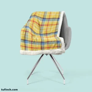 Yellow Blue Tartan Pattern Checkered Sherpa Fleece Blanket 2