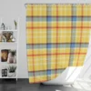 Yellow Blue Tartan Pattern Checkered Shower Curtain