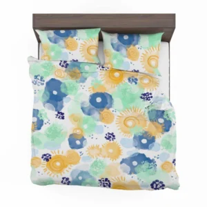 Yellow Blue Watercolor Sun Bedding Set 2