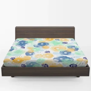 Yellow Blue Watercolor Sun Fitted Sheet 1