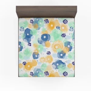 Yellow Blue Watercolor Sun Fitted Sheet