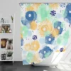 Yellow Blue Watercolor Sun Shower Curtain