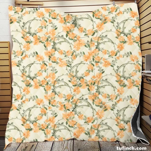 Yellow Daisy Mini Flower Design Quilt Blanket