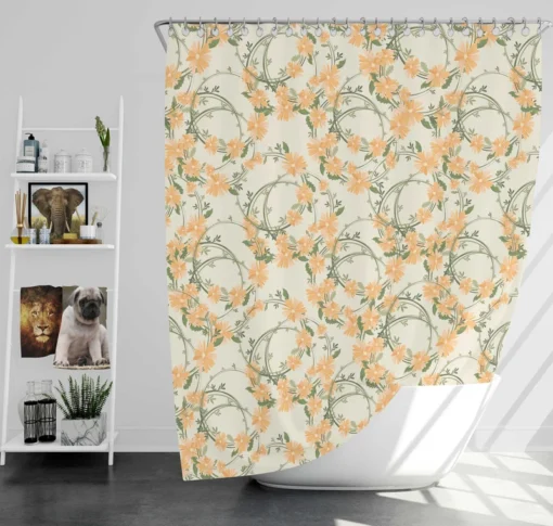 Yellow Daisy Mini Flower Design Shower Curtain