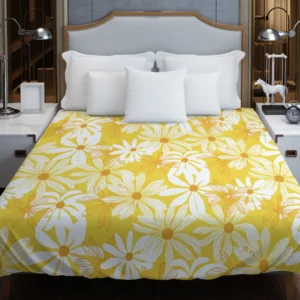 Yellow Daisy Pattern Duvet Cover