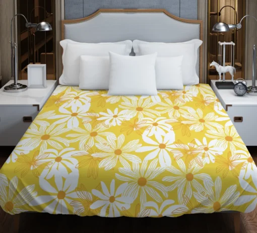 Yellow Daisy Pattern Duvet Cover