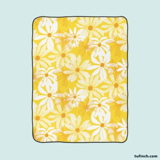 Yellow Daisy Pattern Fleece Blanket 1