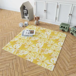 Yellow Daisy Pattern Rug 1