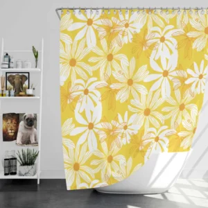 Yellow Daisy Pattern Shower Curtain