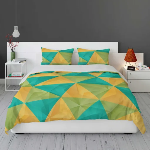 Yellow Green Blue Polygon Triangle Bedding Set 1