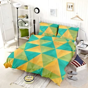 Yellow Green Blue Polygon Triangle Bedding Set