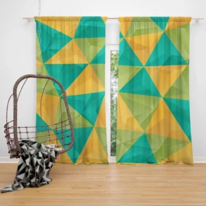 Yellow Green Blue Polygon Triangle Curtain