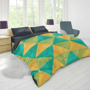 Yellow Green Blue Polygon Triangle Duvet Cover 1