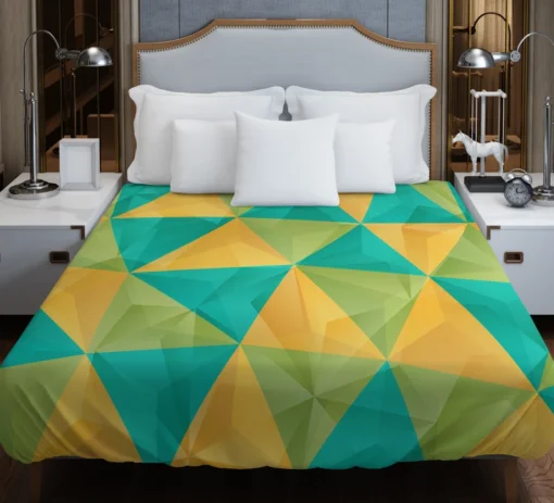 Yellow Green Blue Polygon Triangle Duvet Cover