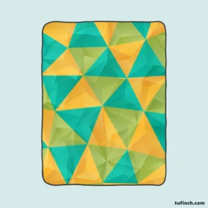 Yellow Green Blue Polygon Triangle Fleece Blanket 1