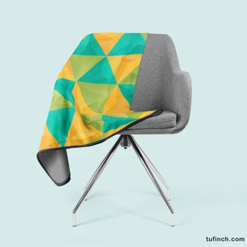 Yellow Green Blue Polygon Triangle Fleece Blanket 2