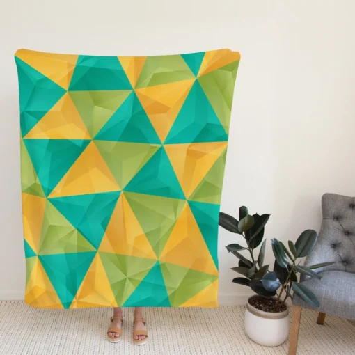 Yellow Green Blue Polygon Triangle Fleece Blanket