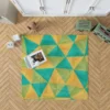 Yellow Green Blue Polygon Triangle Rug