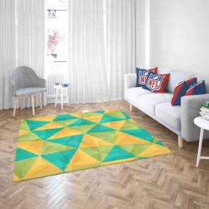 Yellow Green Blue Polygon Triangle Rug 2