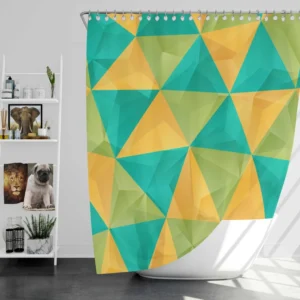 Yellow Green Blue Polygon Triangle Shower Curtain