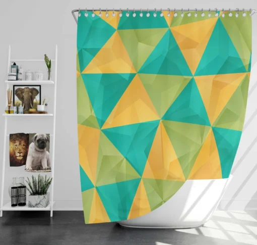 Yellow Green Blue Polygon Triangle Shower Curtain