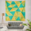 Yellow Green Blue Polygon Triangle Wall Tapestry