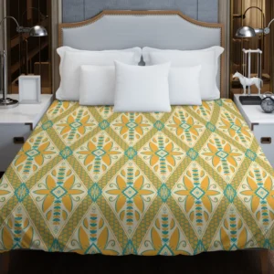 Yellow Green Teal Geometric Duvet Cover