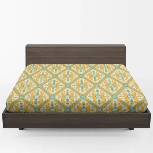 Yellow Green Teal Geometric Fitted Sheet 1