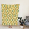 Yellow Green Teal Geometric Fleece Blanket