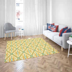 Yellow Green Teal Geometric Rug 2