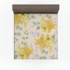 Yellow Lily Floral Pattern Fitted Sheet