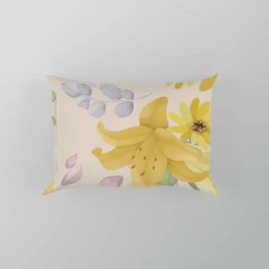 Yellow Lily Floral Pattern Pillow Case