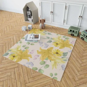 Yellow Lily Floral Pattern Rug 1