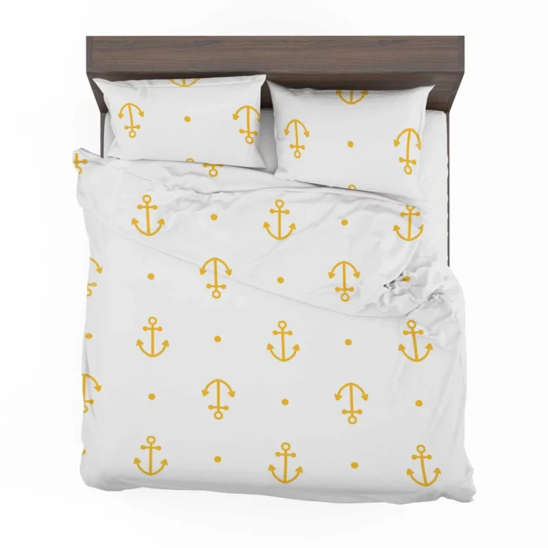 Yellow Marine Anchor Design On White Bedding Set 2