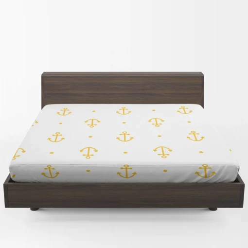 Yellow Marine Anchor Design On White Fitted Sheet 1