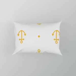 Yellow Marine Anchor Design On White Pillow Case