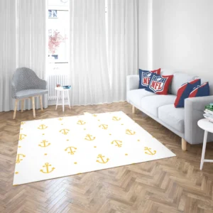 Yellow Marine Anchor Design On White Rug 2