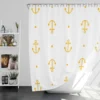 Yellow Marine Anchor Design On White Shower Curtain