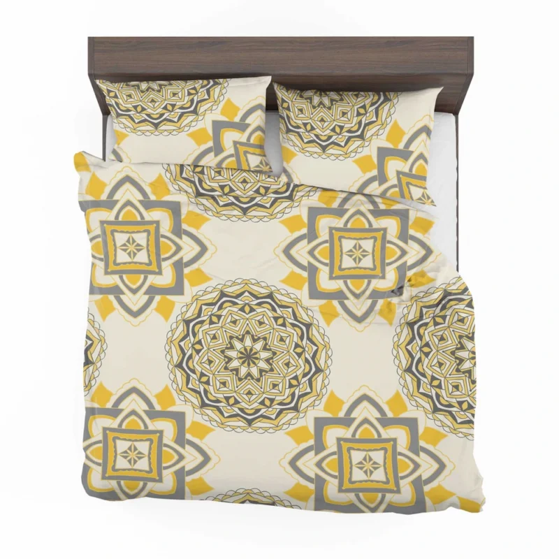 Yellow Off White Vintage Pattern Bedding Set 2