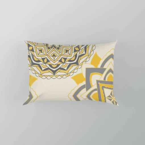 Yellow Off White Vintage Pattern Pillow Case