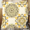 Yellow Off White Vintage Pattern Quilt Blanket