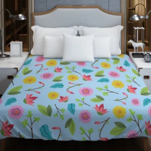 Yellow Pink Small Flowers Duvet Cover