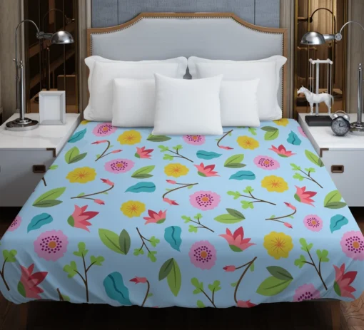 Yellow Pink Small Flowers Duvet Cover