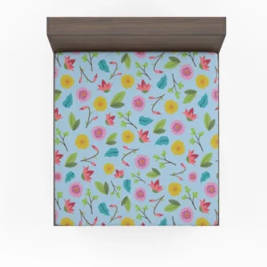 Yellow Pink Small Flowers Fitted Sheet