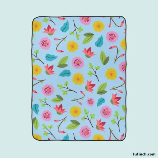 Yellow Pink Small Flowers Fleece Blanket 1